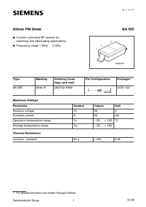 BA585 Datasheet PDF Siemens AG
