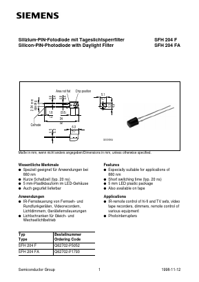 SFH204FA Datasheet PDF Siemens AG
