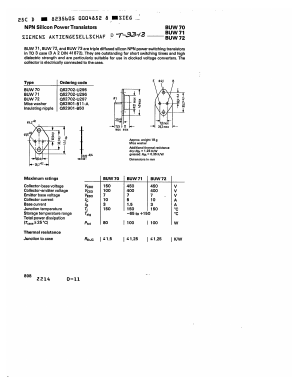 BUW72 Datasheet PDF Siemens AG