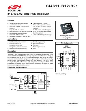 SI4311-B21-GMR Datasheet PDF Silicon Laboratories