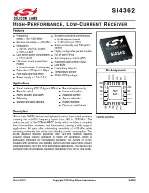 SI4362 Datasheet PDF Silicon Laboratories