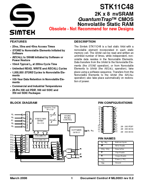 STK11C48-SF25I Datasheet PDF Simtek Corporation