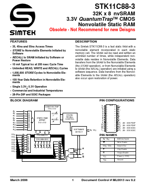 STK11C88-3P45 Datasheet PDF Simtek Corporation