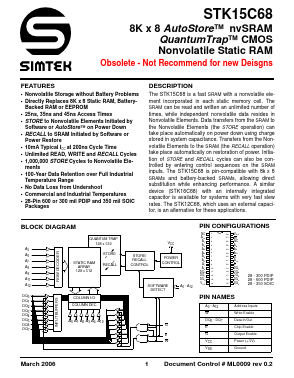 STK15C68-P25 Datasheet PDF Simtek Corporation
