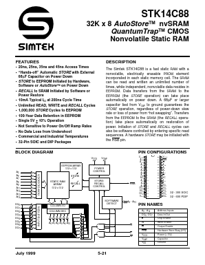 STK14C88-W45I Datasheet PDF Simtek Corporation