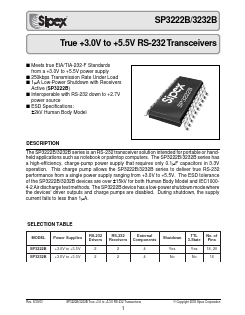 SP3222B Datasheet PDF Signal Processing Technologies