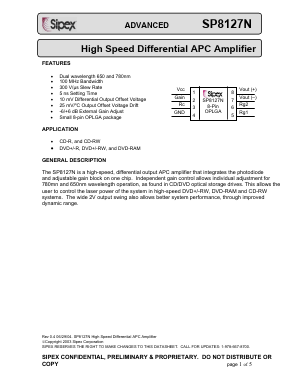 SP8127NDG Datasheet PDF Signal Processing Technologies