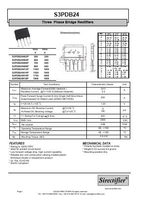 S3PDB24N08P Datasheet PDF Sirectifier Electronics