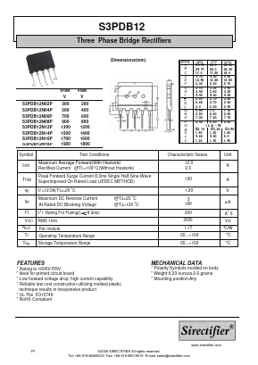 S3PDB12N08P Datasheet PDF Sirectifier Electronics