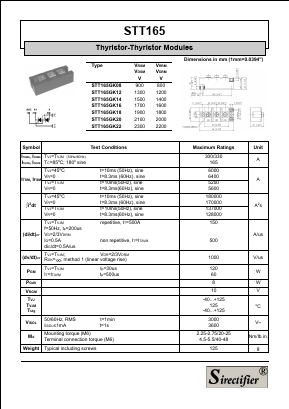 STT165GK22 Datasheet PDF Sirectifier Electronics