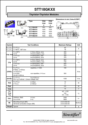 STT18GK14 Datasheet PDF Sirectifier Electronics