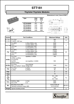 STT181GK12 Datasheet PDF Sirectifier Electronics