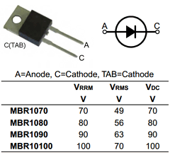 MBR10100 Datasheet PDF Sirectifier Electronics