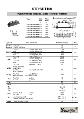 STD100GK12 Datasheet PDF Sirectifier Electronics