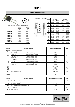 SD1004 Datasheet PDF Sirectifier Electronics