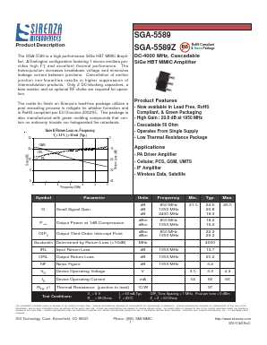SGA-5589 Datasheet PDF Sirenza Microdevices => RFMD
