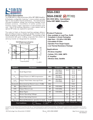 SGA-3363 Datasheet PDF Sirenza Microdevices => RFMD
