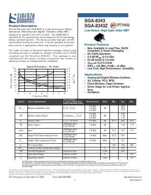 SGA-8343 Datasheet PDF Sirenza Microdevices => RFMD