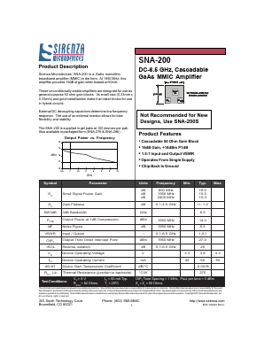 SNA-200 Datasheet PDF Sirenza Microdevices => RFMD