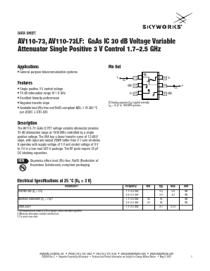 AV11073LF Datasheet PDF Skyworks Solutions
