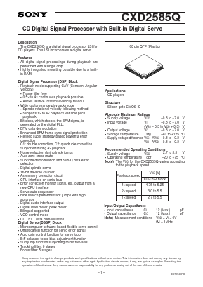 CXD2585Q Datasheet PDF Sony Semiconductor