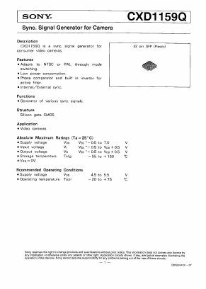 CXD1159Q Datasheet PDF Sony Semiconductor