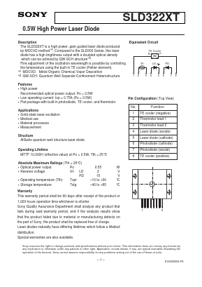 SLD322XT Datasheet PDF Sony Semiconductor