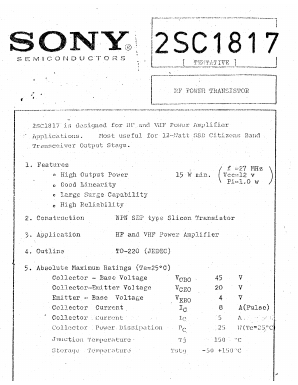 2SC1817 Datasheet PDF Sony Semiconductor