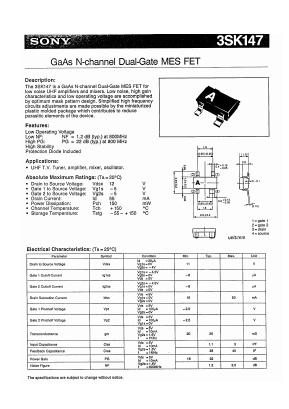 3SK147 Datasheet PDF Sony Semiconductor