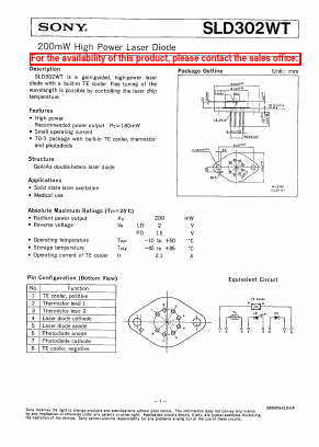 SLD302WT Datasheet PDF Sony Semiconductor