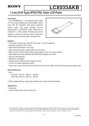 LCX033AKB Datasheet PDF Sony Semiconductor