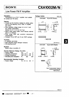 CXA1002 Datasheet PDF Sony Semiconductor
