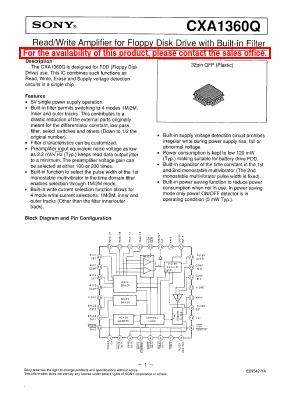 CXA1360Q Datasheet PDF Sony Semiconductor