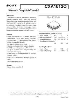 CXA1812 Datasheet PDF Sony Semiconductor