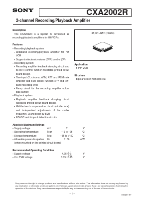 CXA2002R Datasheet PDF Sony Semiconductor