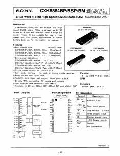 CXK5864BSP Datasheet PDF Sony Semiconductor