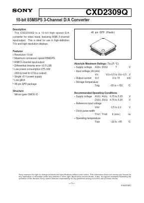 CXD2309 Datasheet PDF Sony Semiconductor