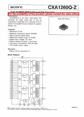 CXA1260Q-Z Datasheet PDF Sony Semiconductor