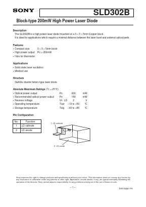 SLD302B Datasheet PDF Sony Semiconductor