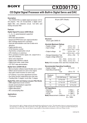 CXD3017Q Datasheet PDF Sony Semiconductor