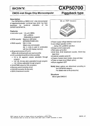 CXP50700 Datasheet PDF Sony Semiconductor