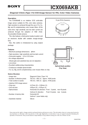 ICX069AKB Datasheet PDF Sony Semiconductor
