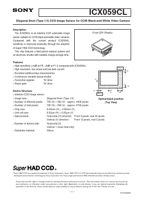ICX059CL Datasheet PDF Sony Semiconductor