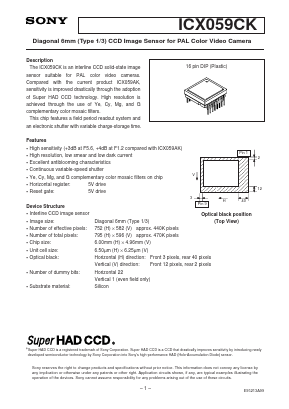 ICX059CK Datasheet PDF Sony Semiconductor