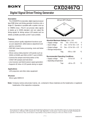 CXD2467Q Datasheet PDF Sony Semiconductor