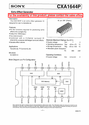 CXA1644P Datasheet PDF Sony Semiconductor