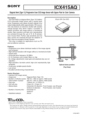 ICX415AQ Datasheet PDF Sony Semiconductor