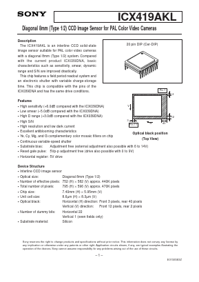 ICX419AKL Datasheet PDF Sony Semiconductor