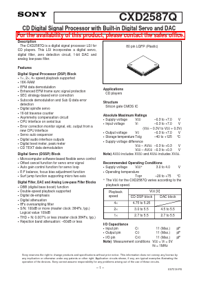 CXD2587 Datasheet PDF Sony Semiconductor