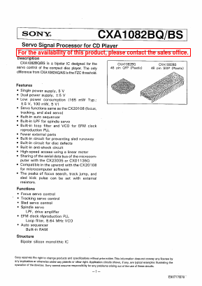CXA1082BS Datasheet PDF Sony Semiconductor